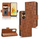 For OPPO Reno8 T 4G Symmetrical Triangle Leather Phone Case(Brown) - 1