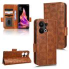 For OPPO Reno9 Pro+ Symmetrical Triangle Leather Phone Case(Brown) - 1