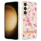 For Samsung Galaxy S24+ 5G Flowers and Plants Series IMD TPU Phone Case(Pink Gardenia) - 1