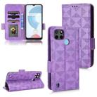 For Realme C21Y / C25Y Symmetrical Triangle Leather Phone Case(Purple) - 1