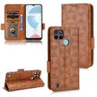 For Realme C21Y / C25Y Symmetrical Triangle Leather Phone Case(Brown) - 1