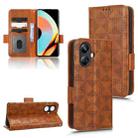 For Realme 10 Pro+ Symmetrical Triangle Leather Phone Case(Brown) - 1
