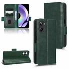 For Realme 10 Pro Symmetrical Triangle Leather Phone Case(Green) - 1