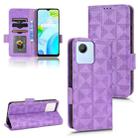 For Realme C30 4G Symmetrical Triangle Leather Phone Case(Purple) - 1