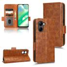 For Realme C33 4G Symmetrical Triangle Leather Phone Case(Brown) - 1