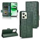 For Realme C35 Symmetrical Triangle Leather Phone Case(Green) - 1