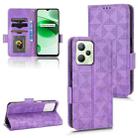 For Realme C35 Symmetrical Triangle Leather Phone Case(Purple) - 1