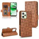 For Realme C35 Symmetrical Triangle Leather Phone Case(Brown) - 1