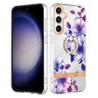 For Samsung Galaxy S23 FE 5G Flowers and Plants Series IMD TPU Phone Case with Ring Holder(Purple Begonia) - 1