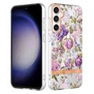 For Samsung Galaxy S23 FE 5G Flowers and Plants Series IMD TPU Phone Case with Ring Holder(Purple Peony) - 1
