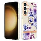 For Samsung Galaxy S24+ 5G Flowers and Plants Series IMD TPU Phone Case with Ring Holder(Purple Begonia) - 1