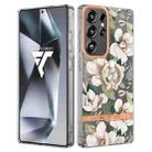 For Samsung Galaxy S25 Ultra 5G Flowers and Plants Series IMD TPU Phone Case with Ring Holder(Green Gardenia) - 1