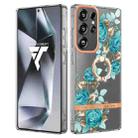 For Samsung Galaxy S25 Ultra 5G Flowers and Plants Series IMD TPU Phone Case with Ring Holder(Blue Rose) - 1