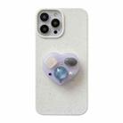 For iPhone 14 Love Gem Holder Degradable Phone Case(White) - 1