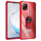 For Galaxy A81 Shockproof Transparent TPU + Acrylic Case with Ring Holder(Red) - 1