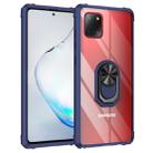 For Galaxy A81 Shockproof Transparent TPU + Acrylic Case with Ring Holder(Blue) - 1