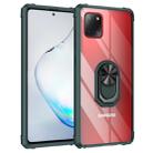 For Galaxy A81 Shockproof Transparent TPU + Acrylic Case with Ring Holder(Green) - 1