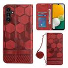 For Samsung Galaxy A34 5G Crossbody Football Texture Magnetic PU Phone Case(Red) - 1