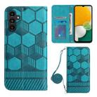For Samsung Galaxy A54 5G Crossbody Football Texture Magnetic PU Phone Case(Light Blue) - 1
