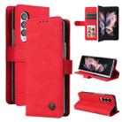 For Samsung Galaxy Z Fold3 5G Skin Feel Life Tree Metal Button Leather Phone Case(Red) - 1