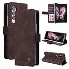 For Samsung Galaxy Z Fold3 5G Skin Feel Life Tree Metal Button Leather Phone Case(Brown) - 1