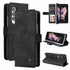 For Samsung Galaxy Z Fold3 5G Skin Feel Life Tree Metal Button Leather Phone Case(Black) - 1