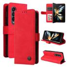 For Samsung Galaxy Z Fold4 5G Skin Feel Life Tree Metal Button Leather Phone Case(Red) - 1