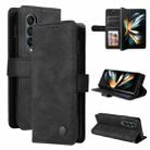 For Samsung Galaxy Z Fold4 5G Skin Feel Life Tree Metal Button Leather Phone Case(Black) - 1