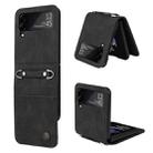 For Samsung Galaxy Z Flip3 5G Skin Feel Life Tree Metal Button Leather Phone Case(Black) - 1