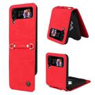 For Samsung Galaxy Z Flip4 5G Skin Feel Life Tree Metal Button Leather Phone Case(Red) - 1