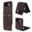 For Samsung Galaxy Z Flip4 5G Skin Feel Life Tree Metal Button Leather Phone Case(Brown) - 1