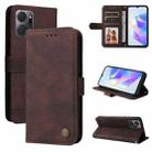 For Honor X7a Skin Feel Life Tree Metal Button Leather Phone Case(Brown) - 1