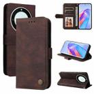 For Honor X9a/X40 5G/Magic5 Lite Skin Feel Life Tree Metal Button Leather Phone Case(Brown) - 1