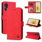 For OPPO Reno8 T 4G Skin Feel Life Tree Metal Button Leather Phone Case(Red) - 1