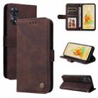 For OPPO Reno8 T 4G Skin Feel Life Tree Metal Button Leather Phone Case(Brown) - 1