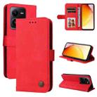 For vivo V25 5G/V25e 4G Skin Feel Life Tree Metal Button Leather Phone Case(Red) - 1