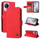 For vivo Y02 4G Skin Feel Life Tree Metal Button Leather Phone Case(Red) - 1