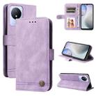For vivo Y02 4G Skin Feel Life Tree Metal Button Leather Phone Case(Purple) - 1