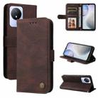 For vivo Y02 4G Skin Feel Life Tree Metal Button Leather Phone Case(Brown) - 1