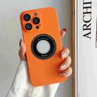 For iPhone 14 Skin Feel CD Texture MagSafe Magnetic Phone Case(Orange) - 1