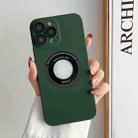 For iPhone 12 Skin Feel CD Texture MagSafe Magnetic Phone Case(Dark Green) - 1