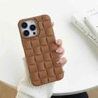 For iPhone 14 Pro 3D Cube Weave Texture Skin Feel Phone Case(Brown) - 1