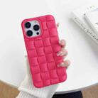 For iPhone 14 Plus 3D Cube Weave Texture Skin Feel Phone Case(Rose Red) - 1