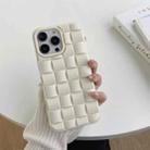 For iPhone 14 Plus 3D Cube Weave Texture Skin Feel Phone Case(Beige) - 1