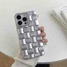 For iPhone 14 Plus 3D Cube Weave Texture Skin Feel Phone Case(Silver) - 1