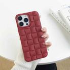 For iPhone 12 Pro 3D Cube Weave Texture Skin Feel Phone Case(Wine Red) - 1