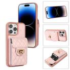 For iPhone 14 Pro Max Card Slot Leather Phone Case(Pink) - 1