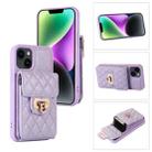 For iPhone 14 Card Slot Leather Phone Case(Purple) - 1