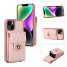 For iPhone 14 Card Slot Leather Phone Case(Pink) - 1