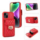 For iPhone 14 Plus Card Slot Leather Phone Case(Red) - 1